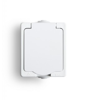 AQUALUX BIAŁY GNIAZDO NT 1X Z/U KLAP.IP54 16A 250V