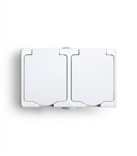 AQUALUX BIAŁY GNIAZDO NT 2X Z/U KLAP.IP54 16A 250V