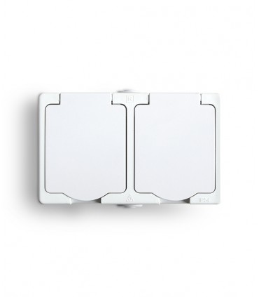 AQUALUX BIAŁY GNIAZDO NT 2X Z/U KLAP.IP54 16A 250V