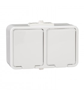 CEDAR BIAŁY GNIAZDO NT 2X Z/U Z KLAPKĄ IP44