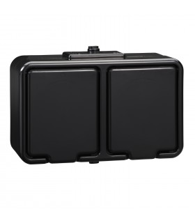 CEDAR CZARNY GNIAZDO NT 2X Z/U Z KLAPKĄ IP44