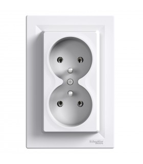 ASFORA BIAŁY GNIAZDO 2X Z/U 16A 250V