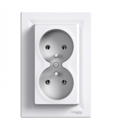 ASFORA BIAŁY GNIAZDO 2X Z/U 16A 250V