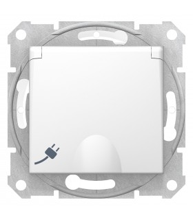 SEDNA MODUŁ BIAŁY GN1X Z/U Z KLAPKĄ IP44 16A 250V