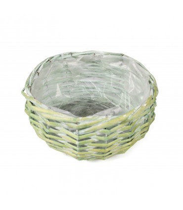 TT - OKRĄGŁY KOSZYK WIKLINOWY ZIELONY 22x22x11h
