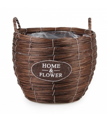 TT - OKRĄGŁY KOSZ BRĄZOWY Z UCHWYTAMI L