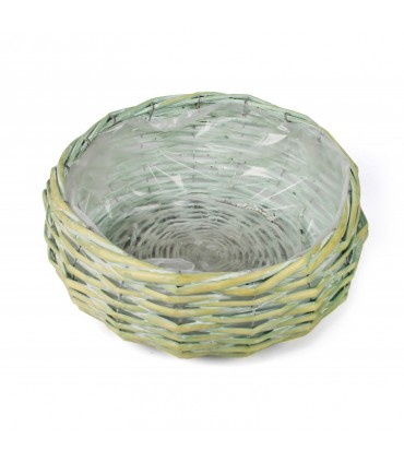 TT - OKRĄGŁY KOSZYK WIKLINOWY ZIELONY 30x30x13h