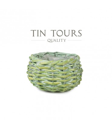 TT - OKRĄGŁY KOSZYK WIKLINOWY ZIELONY 15x15x9h