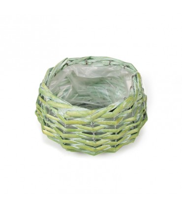 TT - OKRĄGŁY KOSZYK WIKLINOWY ZIELONY 15x15x9h
