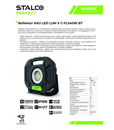 REFLEKTOR AKU LED LUM-X C-FLS40W BLUETOOTH PERF.