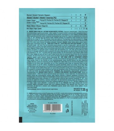 BIN DROŻDŻE TURBO X-PURE 21,3%, 48h, 135g