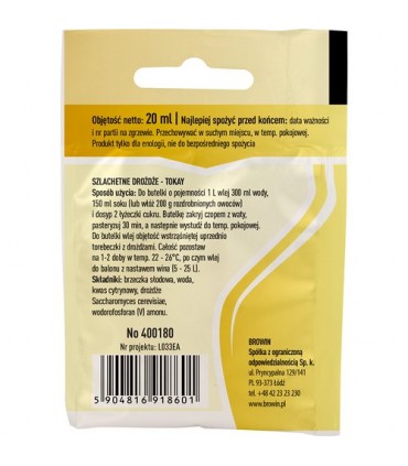 BIN DROŻDŻE WINIARSKIE PŁYNNE TOKAY 20ml