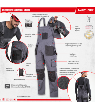 LAHTI OGRODNICZKI SZARO-CZARNE S ( 48 ), CE