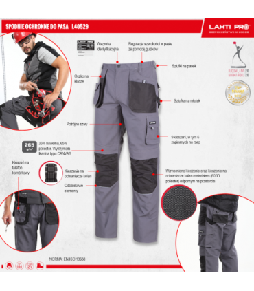 LAHTI SPODNIE SZARO-CZARNE M (50) CE