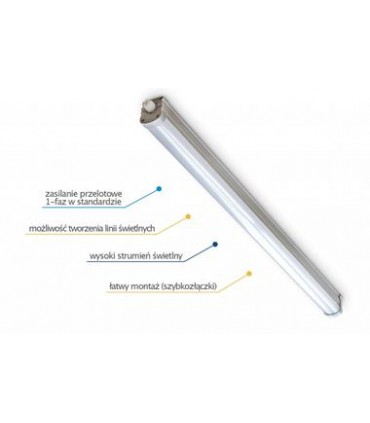 OPRAWA HERM. LED 52W 840 NW 4000K 1500MM SZARY