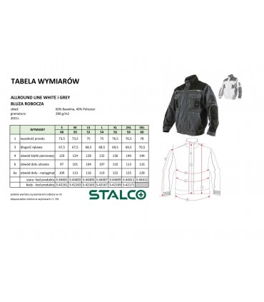 BLUZA ROBOCZA - BIAŁA "50" STALCO PREMIUM S-42163