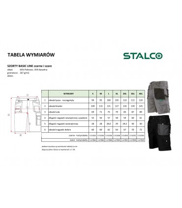SZORTY ROBOCZE BASIC LINE CZARNE R. S S-51042