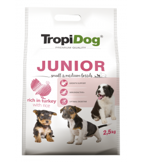 TROPIDOG PREMIUM JUNIOR S&M TURKEY&RICE 2,5kg