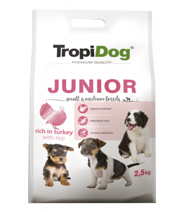 TROPIDOG PREMIUM JUNIOR S&M TURKEY&RICE 2,5kg