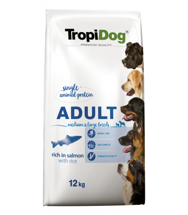 TROPIDOG PREMIUM ADULT M&L RICH IN SALMON 12kg