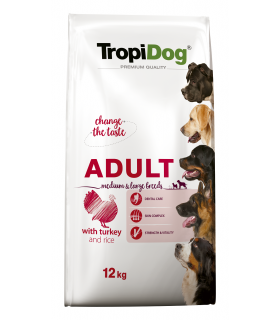TROPIDOG PREMIUM ADULT M&L TURKEY&RICE 12kg