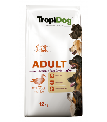TROPIDOG PREMIUM ADULT M&L DUCK&RICE 12kg