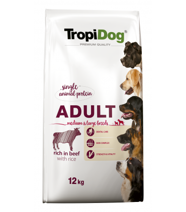 TROPIDOG PREMIUM ADULT M&L BEEF&RICE 12kg