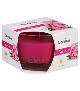 BOLSIUS ŚWIECA W SZKLE TRUE SCENTS PEONY 63/90