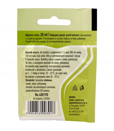 BIN DROŻDŻE WINIARSKIE PŁYNNE UNIWERSALNE 20ml