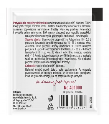 BIN POŻYWKA DLA DROŻDZY WINIARSKICH 10g