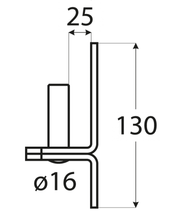 C 16/25 Uchwyt C 25x130x4,0 