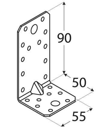 KP 3 Kątownik z przetłoczeniem 90x50x55x2,5