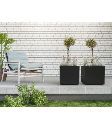 Kwietnik KARO 400x400x400 beton recycled - czarny