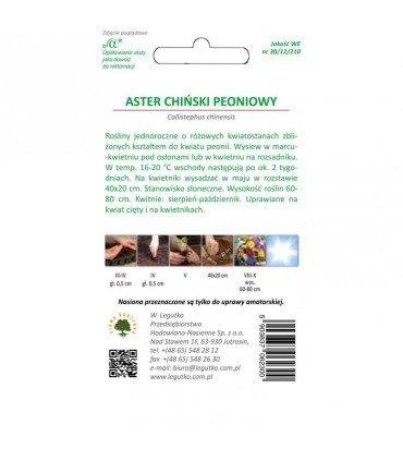 L - ASTER CHIŃSKI PEONIOWY RÓŻOWY 1g /1/