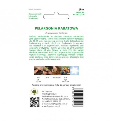 L - PELARGONIA RABAT. GAMA F1 BIAŁA 0,05g /5/