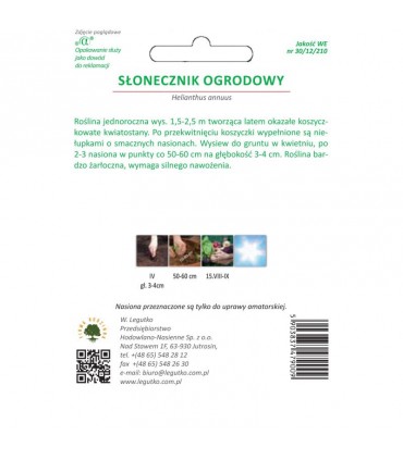 LW - SŁONECZNIK JADALNY OGROD. 20G /4/
